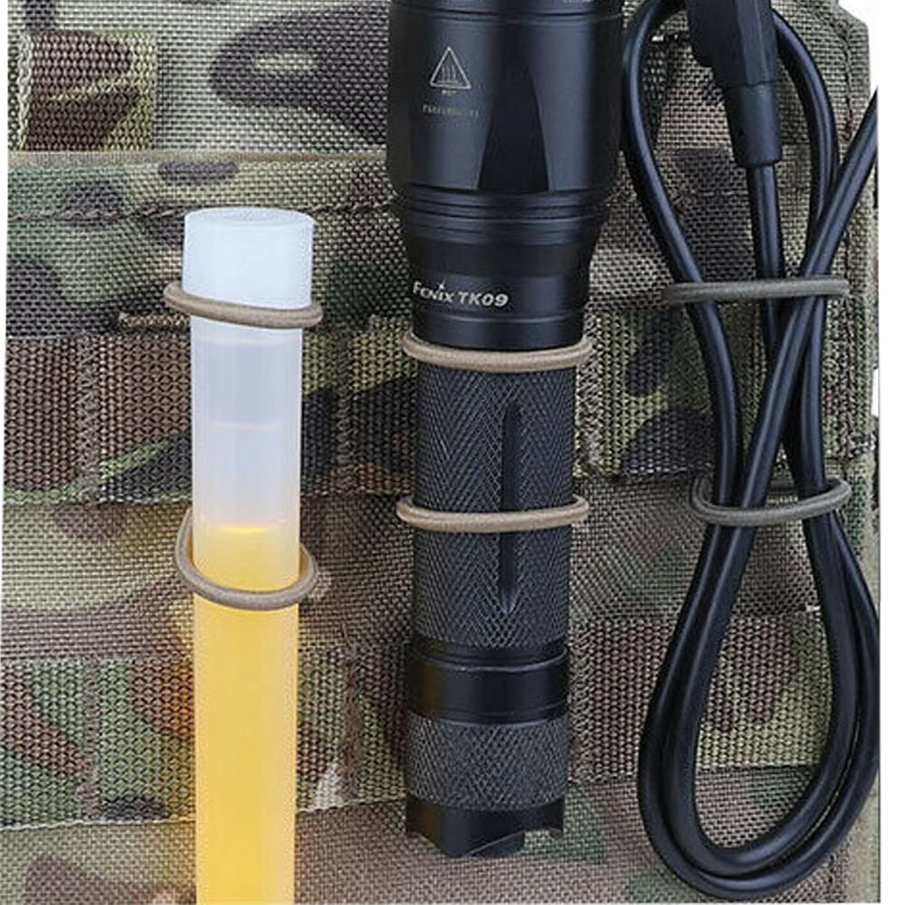 12 Pack Tactical Binding Retainer Clips - MOLLE Webbing Gear Holder, Elastic Buckle Straps for Tactical Vests, Backpacks & Bags | Durable Military-Grade Fasteners for Outdoor, Hiking & Camping Gear Organization (Khaki)