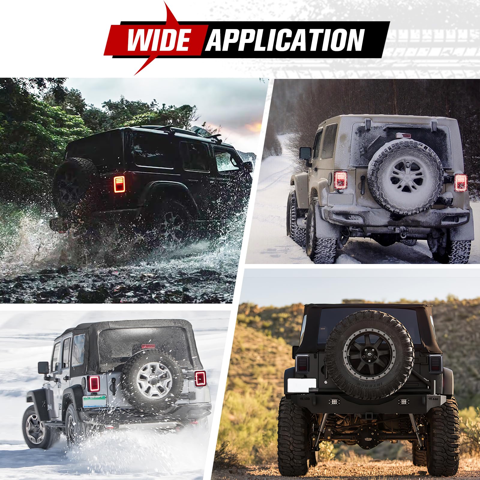 Upgraded LED JK Tail Lights for 2007-2018 Jeep Wrangler JK - Smoked Rear Tail Lights with Turn Signal, Running/Brake & Reverse Lights (2PCS) - Perfect for Off-Roading & Night Driving