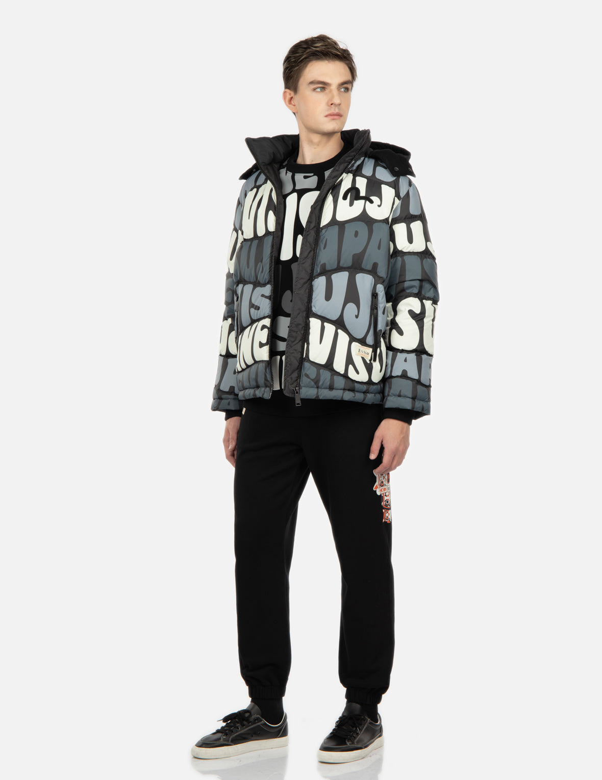 Trendy Allover Wavy Text Print Down Jacket for Women - Lightweight Winter Coat with Hood, Warm Puffer Jacket for Cold Weather - Perfect for Outdoor Activities, Travel & Daily Wear