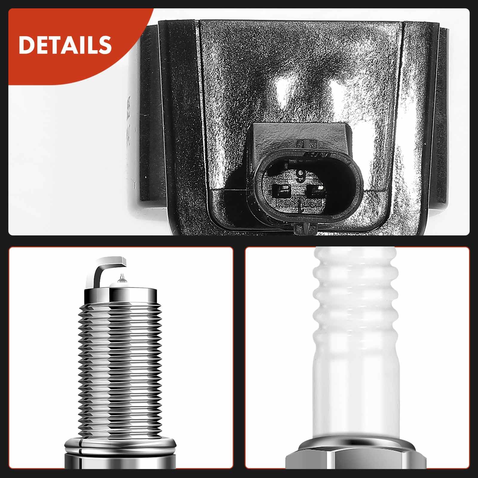 Premium 4-Piece Ignition Coil Pack & Iridium Spark Plugs Kit - Compatible with Jeep Cherokee 2014-2020, Compass 2018-2020, Renegade 2015-2020 | Chrysler 200 | Ram ProMaster City | Dodge Dart | Fiat 500X - Improve Engine Performance & Fuel Efficiency