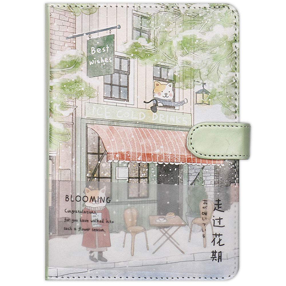 Cute Cartoon Cat Pattern Notebook for Students - Writing Journal, Personal Diary, Travel Notebook (Green) - Perfect for School, Journaling & Travel