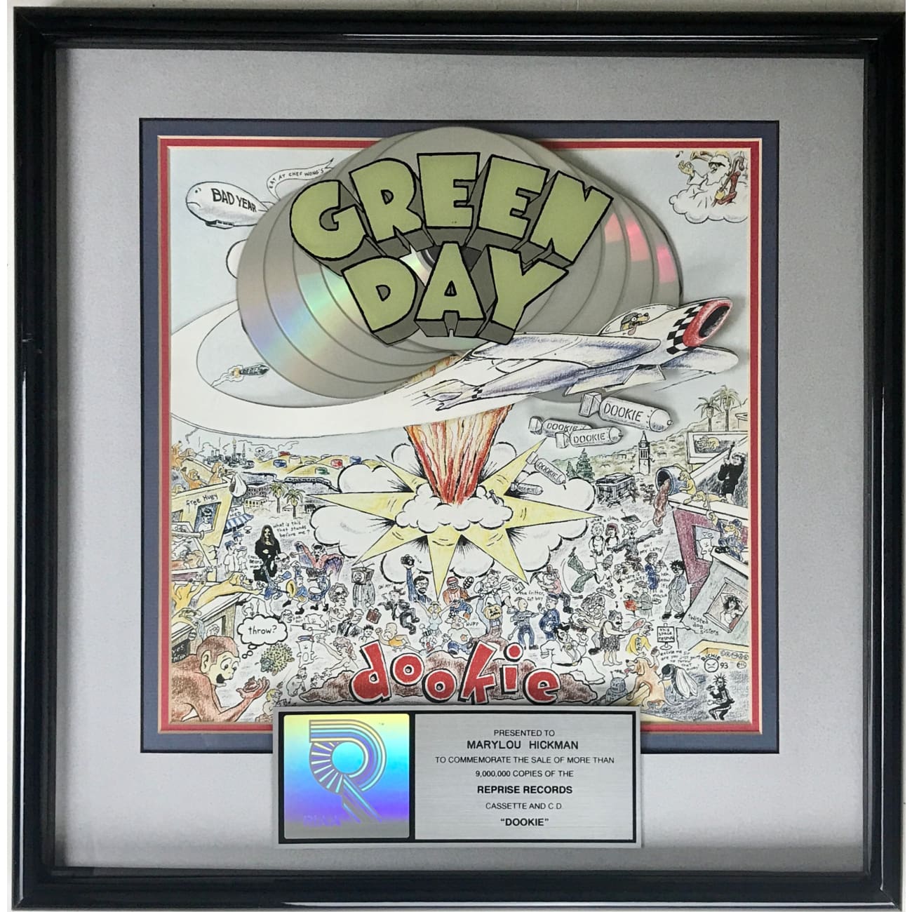 Green Day Dookie 9x Multi Platinum Award - Official RIAA Certified Music Album for Collectors & Fans - Perfect for Home Display, Music Rooms & Rock Memorabilia Collections