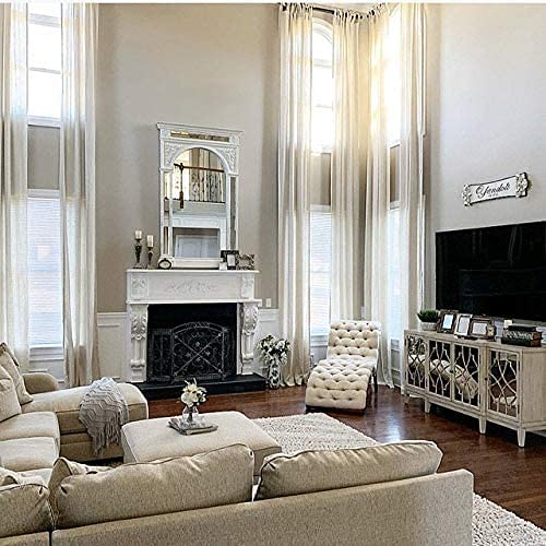 Extra Long Natural Linen Curtains - Custom Made Drapes 9-24 Feet Length, 9 Feet Width - 2 Story Length in Grey, White, Beige, Brown - Free Swatches Included (Off White, 50