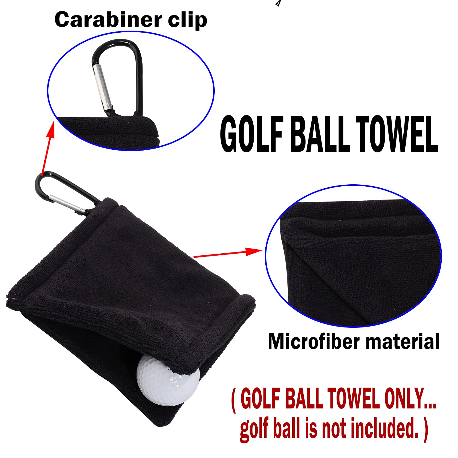 **Premium Golf Ball Towel - Absorbent Wet & Dry Microfiber Golf Towel with Clip - Perfect for Golfers & Sports Enthusiasts - Great for On-Course Cleaning & Club Maintenance**    *(Use Case: Ideal for wiping golf balls, cleaning clubs, and keeping hands dry during play – a must-have for golfers of all levels!)*