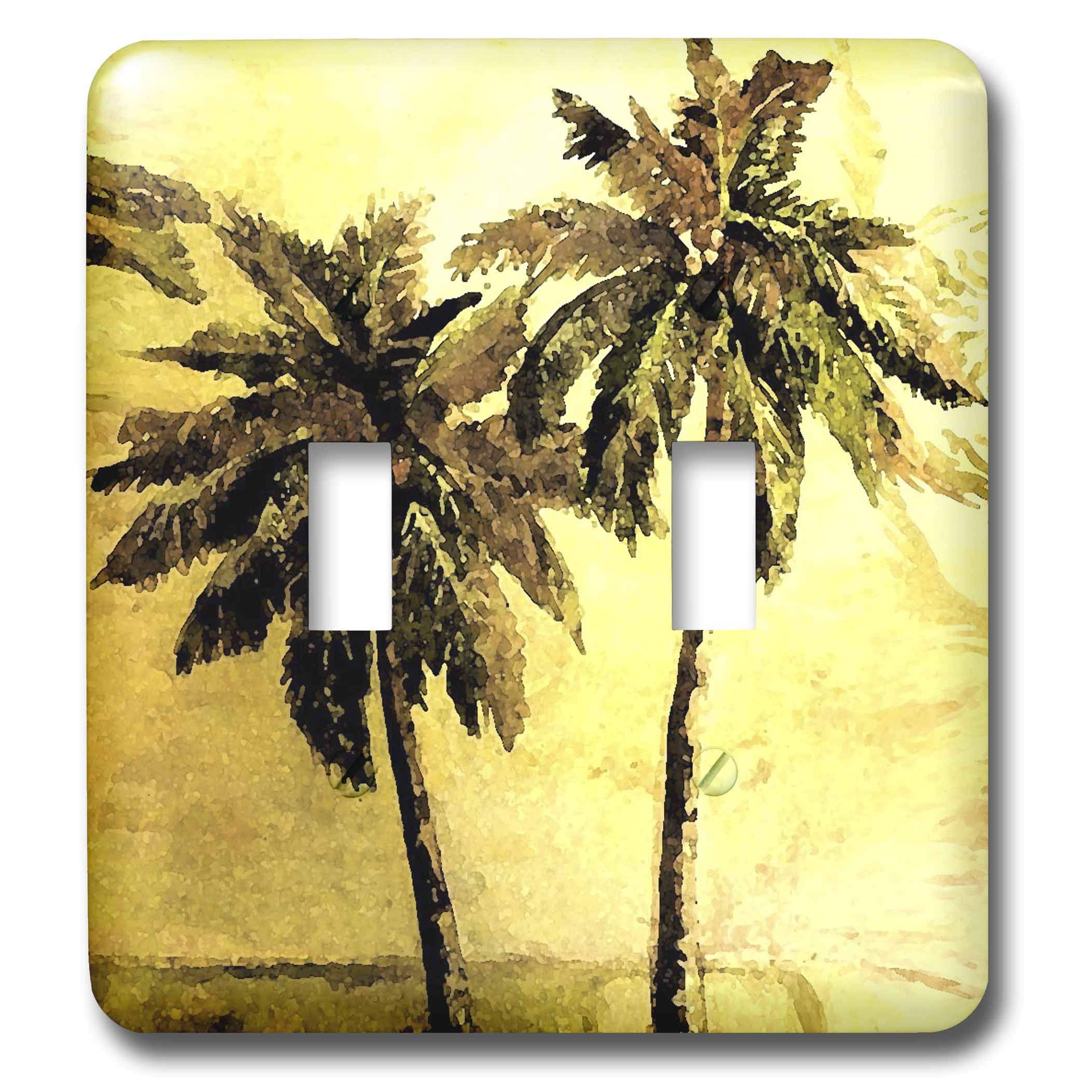 3D Rose Brown and Gold Palm Tree Toggle Switch Cover - Decorative Light Switch Plate for Bedroom, Bathroom, Living Room, Office Decor