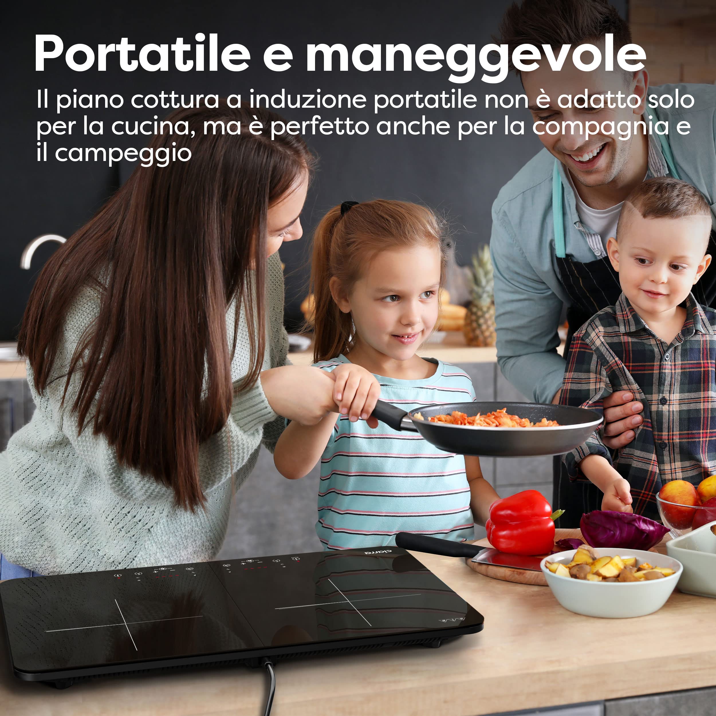 CIARRA CBTIH2 Double Burner Induction Cooktop 3500W - 9 Power Levels, Touch Control Panel, Safety Switch, Multiple Timers, Child Lock - Perfect for Home Kitchen, Dorm, Office & Outdoor Cooking