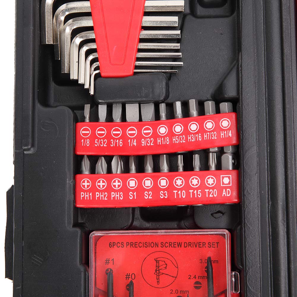 GT4-LY 136-Piece Tool Set in Red - Complete Home Repair & DIY Tool Kit for Mechanics, Carpenters, and Household Use