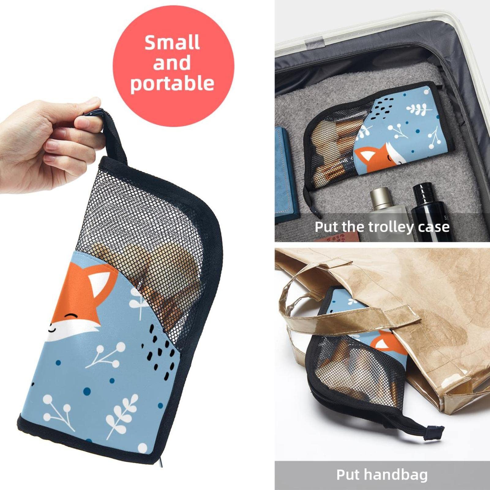 12-Piece Makeup Brush Organizer Bag with Orange Fox Floral Design - Portable Travel Cosmetic Brush Holder Case for Professional Makeup Artists & Beauty Enthusiasts - Perfect for Home, Travel & Salon Use