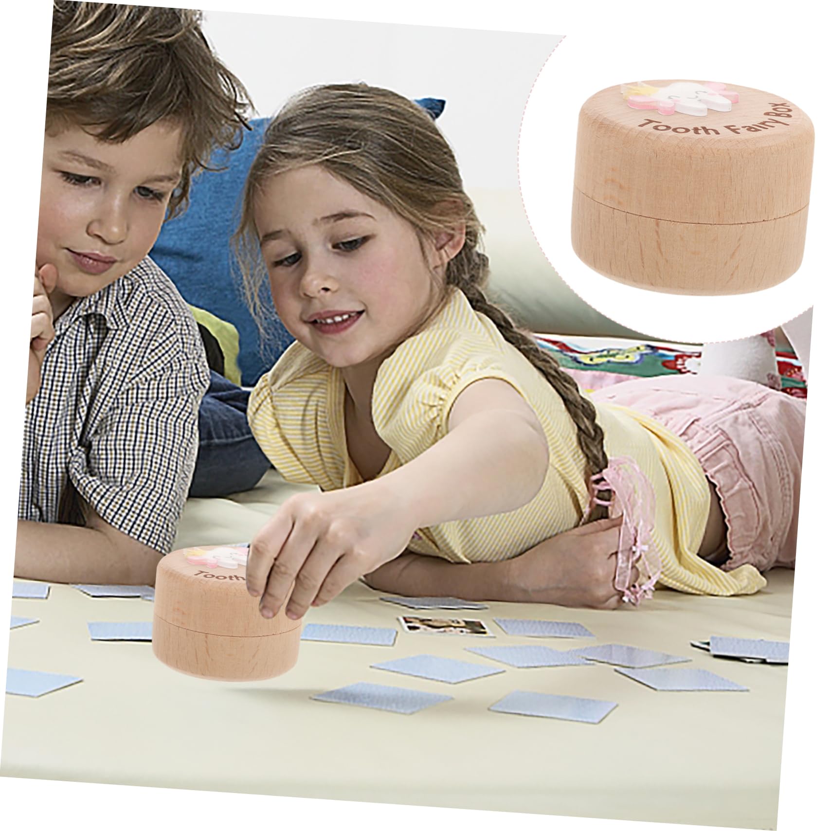 GAROZATION Wooden Cartoon Tooth Holder Box for Kids - Portable Tooth Case for Travel, School & Home Use