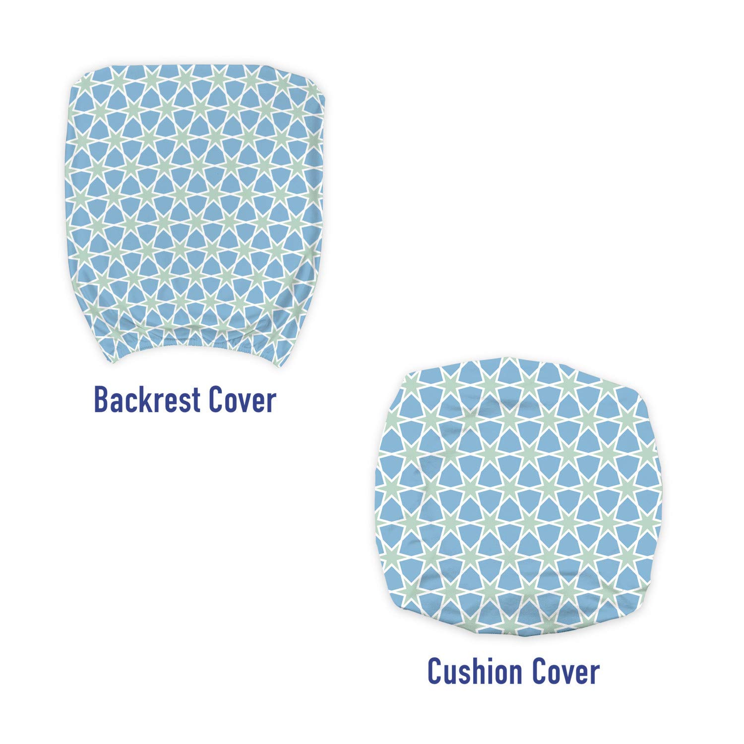 Ambesonne Moroccan Office Chair Slipcover - Mosaic Pattern Zellige Art Stars Design, Stretchable & Washable Fabric Cover, Standard Size (Green Blue White) for Home Office, Living Room, or Study Decor