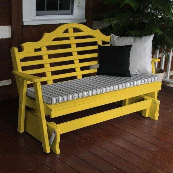 A & L Furniture Yellow Pine Marlboro Glider - Comfortable Wooden Porch Swing for Outdoor Relaxation, Garden, Patio, and Backyard Use