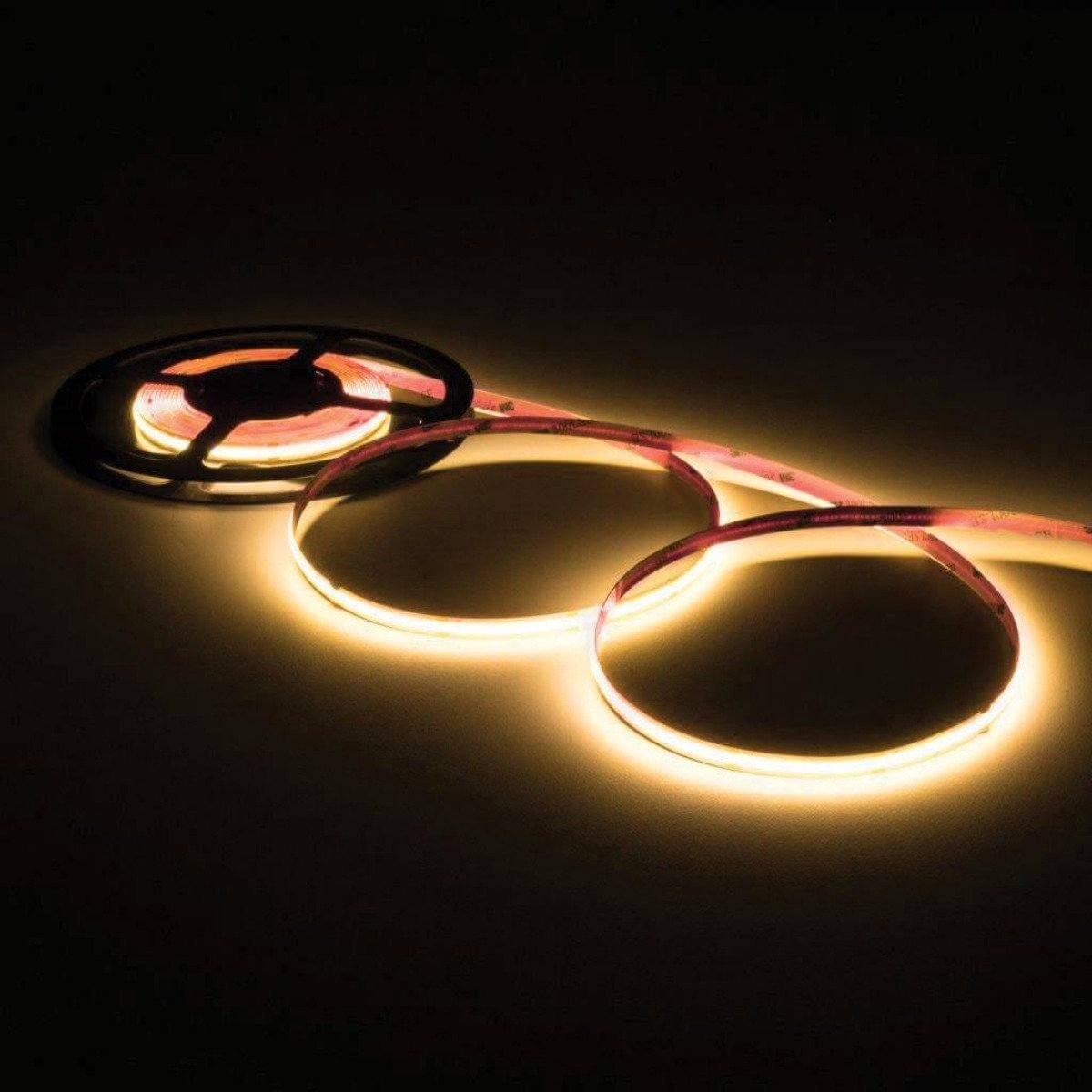 24V COB LED Strip Light 16.4ft/5m - Ultra Bright, Dotless Design, Adjustable White Tones (3000K-6000K) - Perfect for Home Decoration, Under Cabinet Lighting, and Commercial Display
