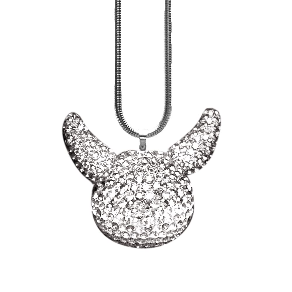 Diamond Car Rearview Mirror Pendant - Zcargel Bling Bling Crystal Car Horn Head Devil Pendant - Creative Interior Jewelry for Home, Office, Bedroom, Living Room, and Car Decoration