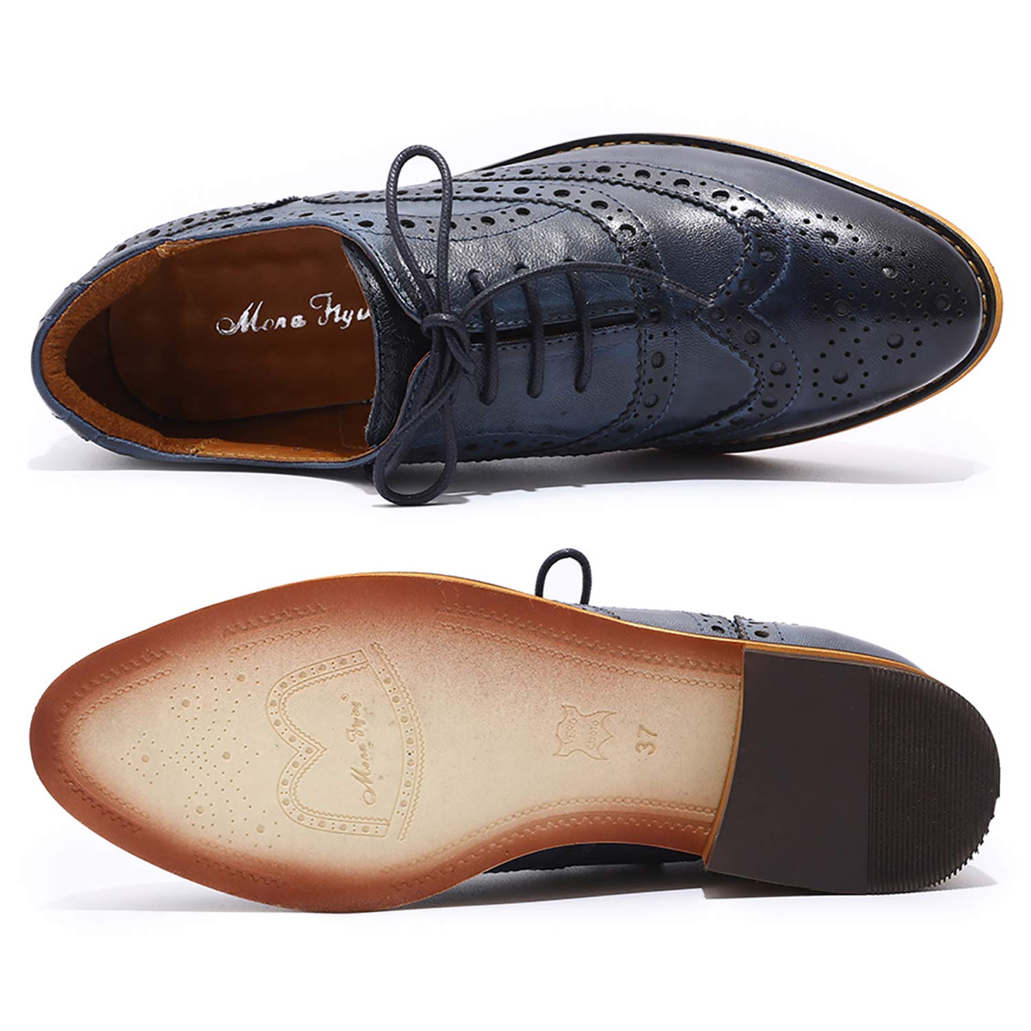 Stylish Women's Leather Wingtip Oxford Shoes - Perforated Lace-Up Brogue Design for Ladies | Perfect for Office, Casual Wear & Special Occasions