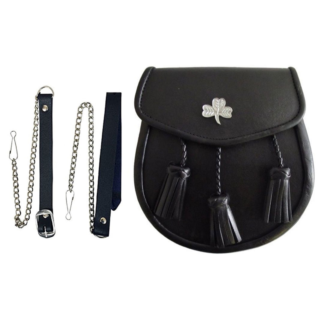 Authentic Irish Shamrock Kilt Sporran - Traditional Celtic Waist Pouch for Scottish Highland Dress, Bagpipe Performances & Irish Dance Costumes