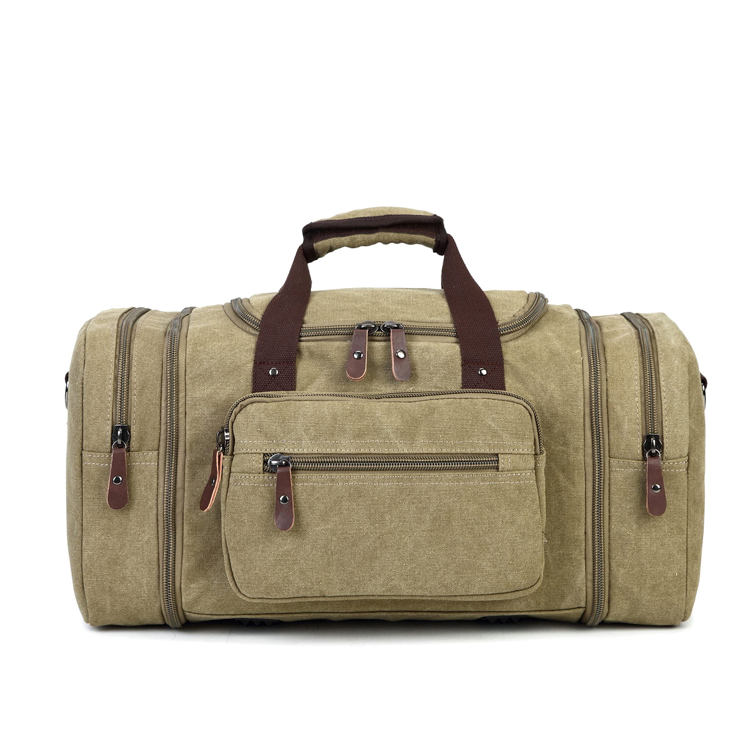 Sechunk Large Canvas Duffle Bag - Waterproof Travel Duffel Bag for Men & Women, Gym, Sports, Outdoor Camping, Weekend Getaways & Overnight Trips - Durable Shoulder Bag with Spacious Storage