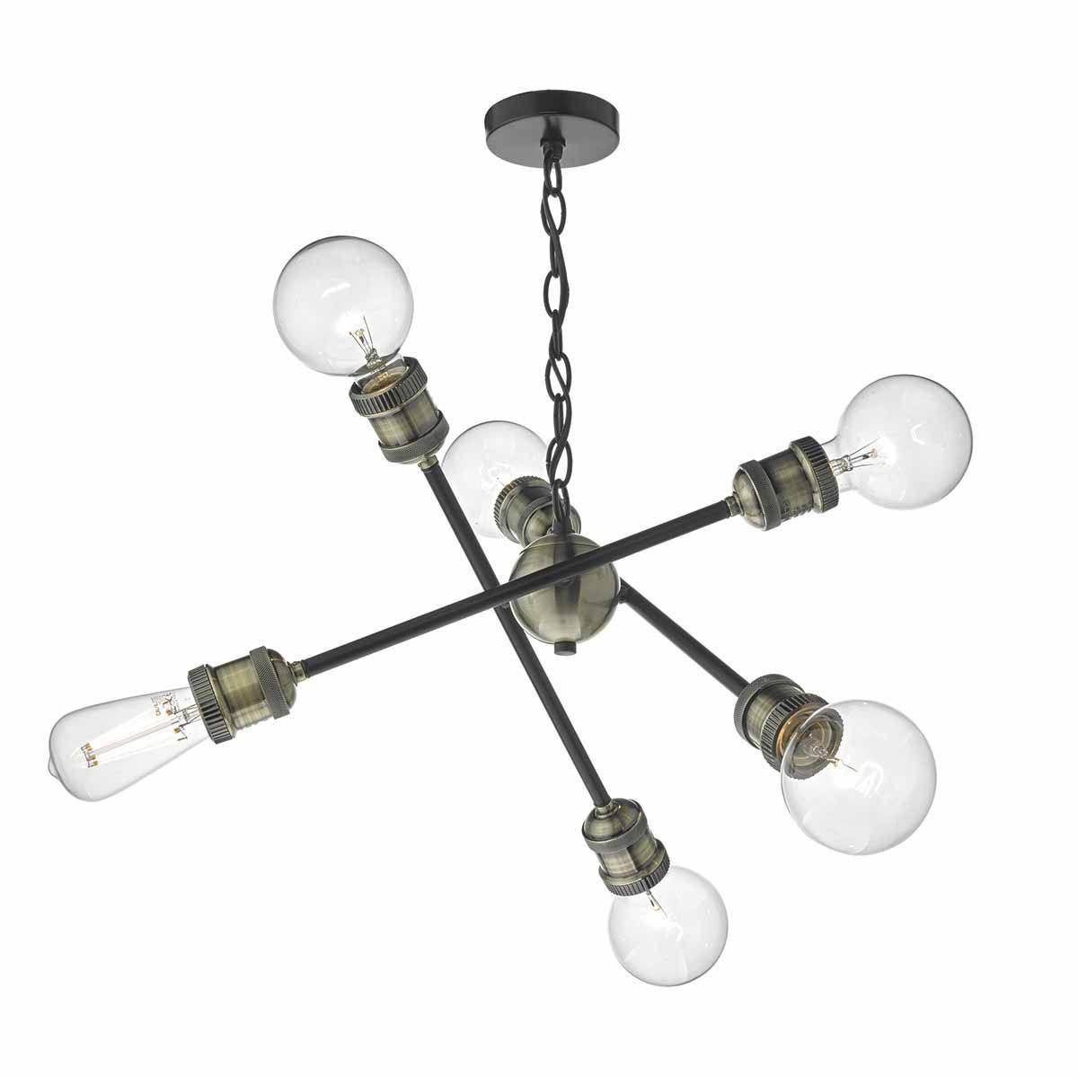 Brigade 6-Light Chandelier in Black & Antique Brass Finish - Perfect for Dining Room, Living Room, and Bedroom Lighting