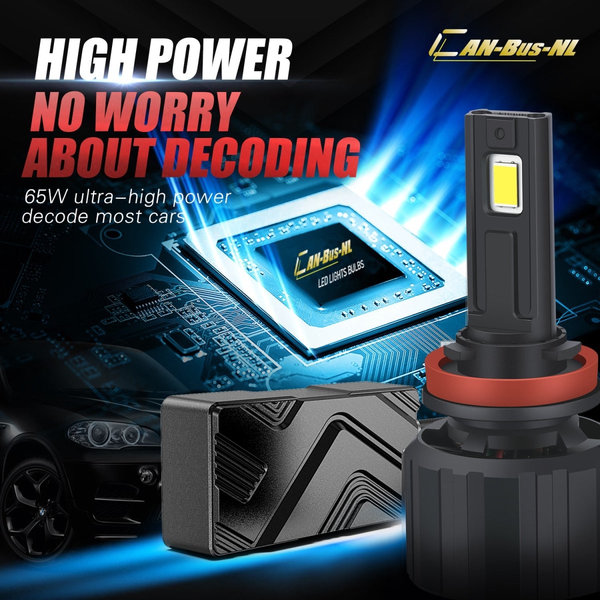 Brightest 9012 LED Headlight Bulbs Conversion Kit - HIR2 White 6000K - High Performance for Night Driving & Foggy Conditions