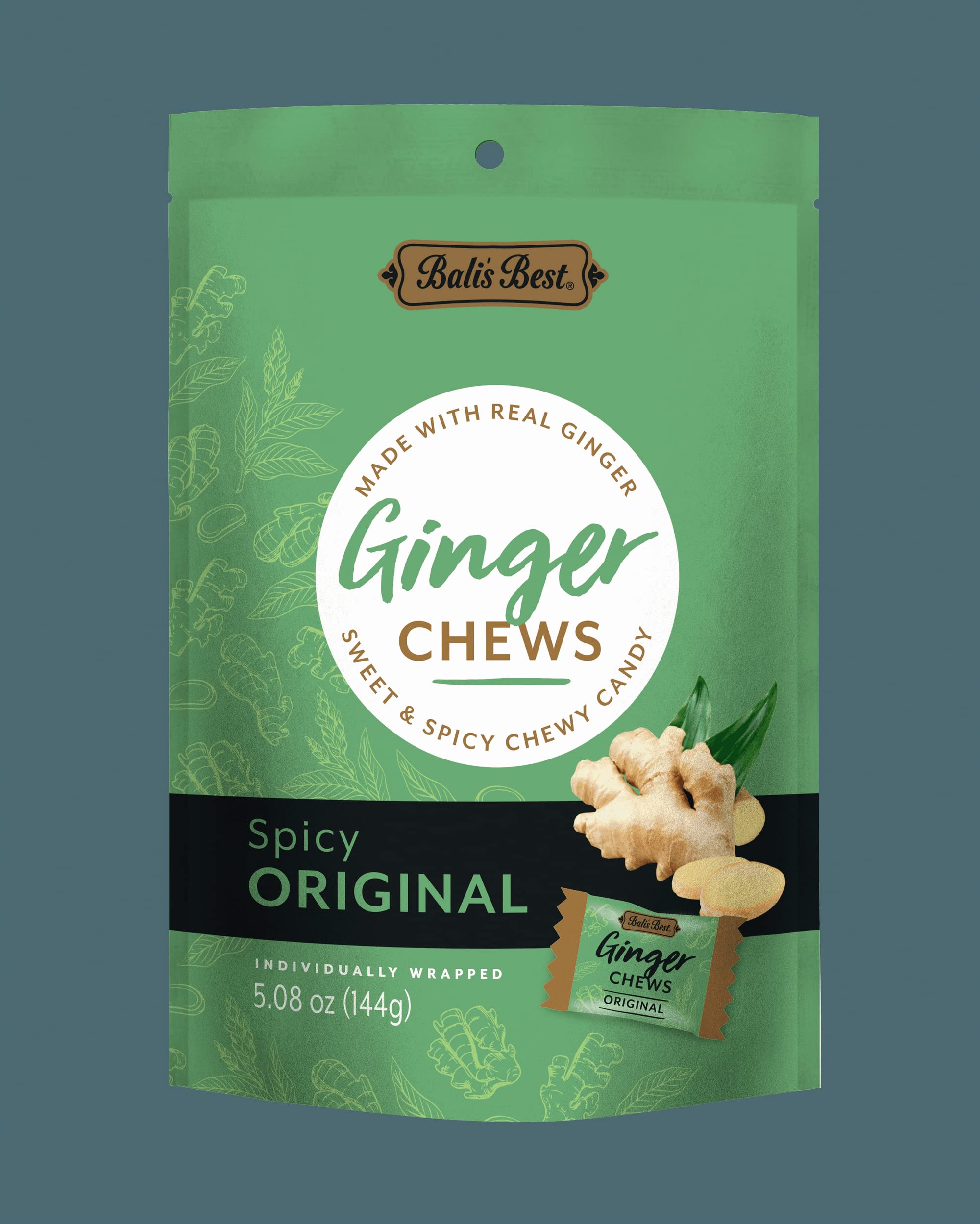 Bali's Best Spicy Original Ginger Chews - Natural Ginger Candy (3 Pack, 5.08oz x 3 Bags) - Sweet & Chewy Snacks for Digestion, Nausea Relief - Perfect for Travel, Office Snacks & Holiday Gift Baskets