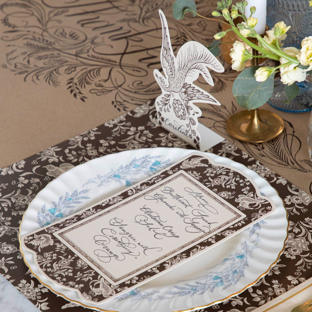 Elegant Brown Asiatic Pheasant Place Cards for Weddings, Parties & Events - Premium Name Card Holders for Table Settings