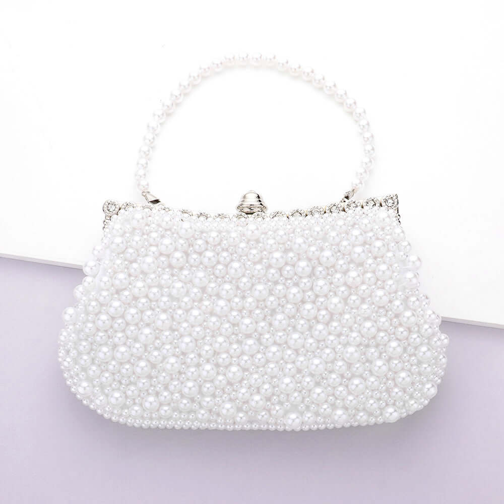 Elegant White Pearl Cluster Evening Bag - Tote, Clutch & Crossbody Purse for Women | Perfect for Parties, Weddings & Special Occasions