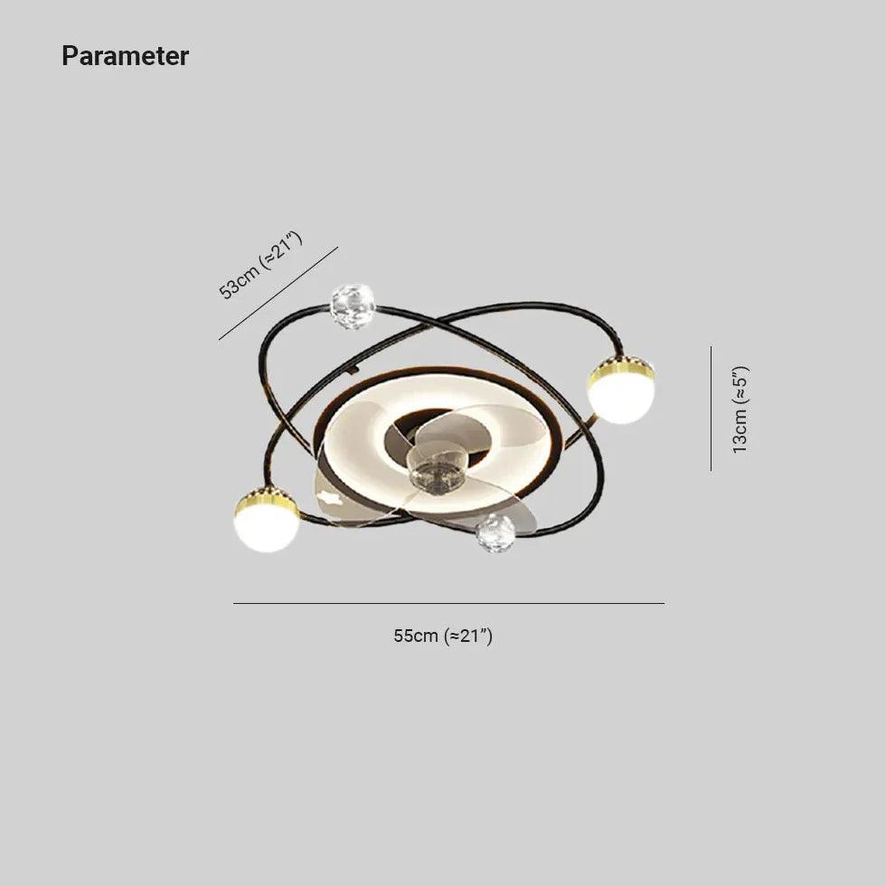 Modern Ceiling Fan with Light - 3-Blade Planetary Orbits Design, Remote Control, Quiet Motor for Bedroom, Living Room & Office - Energy Efficient Cooling & Stylish Lighting Solution