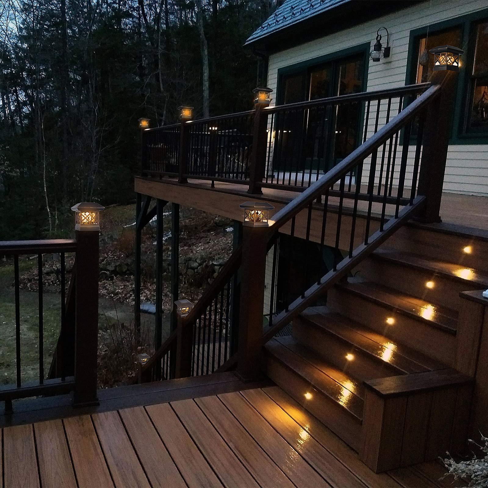 TWINSLUXES Solar Post Cap Lights Outdoor - Waterproof LED Fence Post Solar Lights for 3.5x3.5/4x4/5x5 Wood/Vinyl Posts - Perfect for Patio, Deck, Garden, Pathway, and Driveway Lighting and Decoration