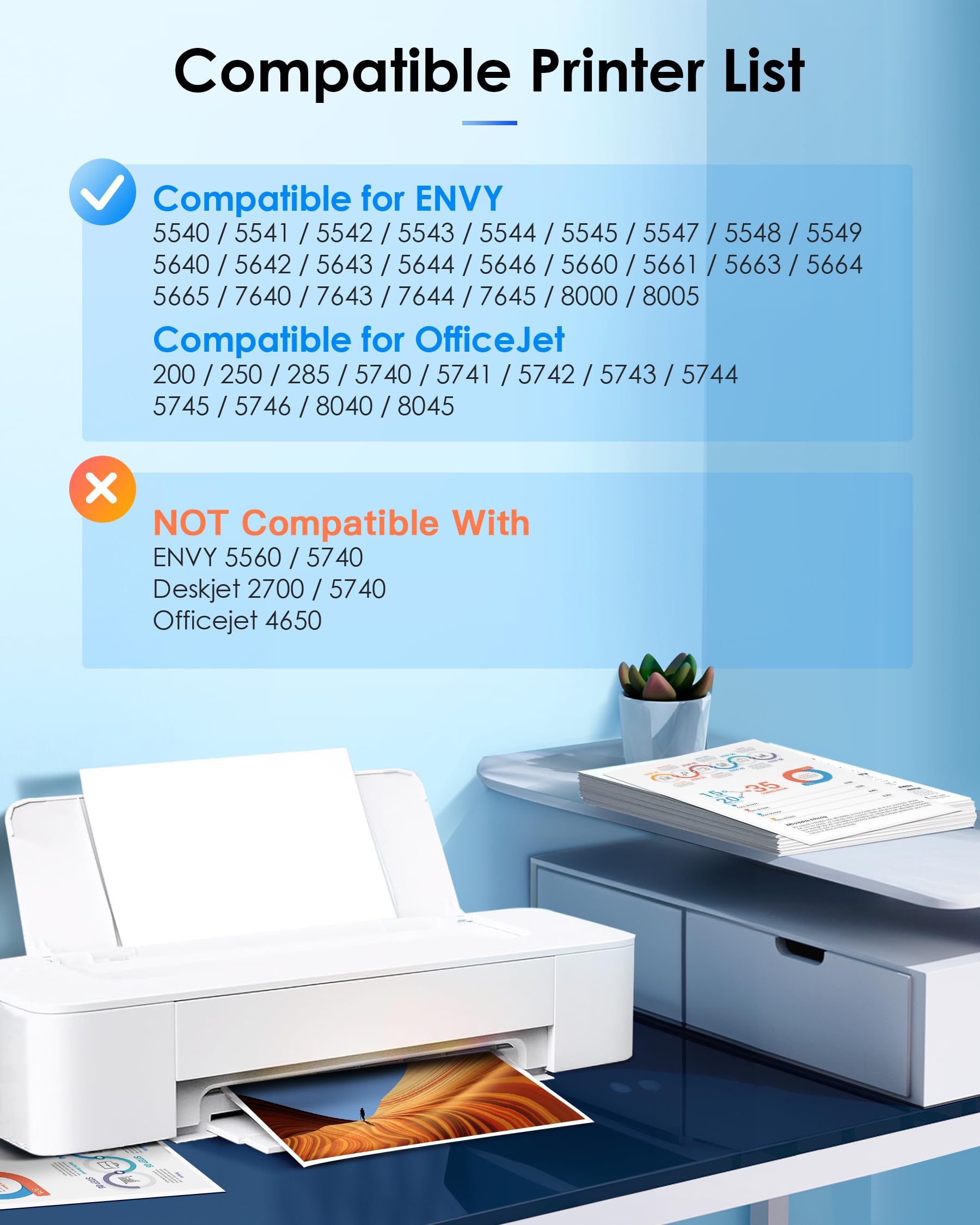 Remanufactured HP 62 & 62XL Ink Cartridge Replacement (2 Pack) - Compatible with HP Envy 5540/5549/5640/5660/7640/7645, OfficeJet 250/200/5740/5741/8040 Printers - Perfect for Home & Office Printing Needs
