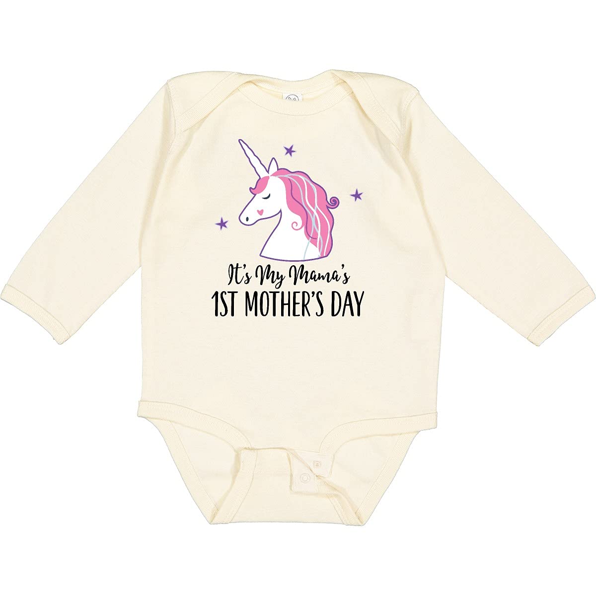 Inktastic 1st Mother's Day Unicorn Baby Girl Long Sleeve Bodysuit - Cute Outfit for Newborns, Baby Showers & Photo Shoots