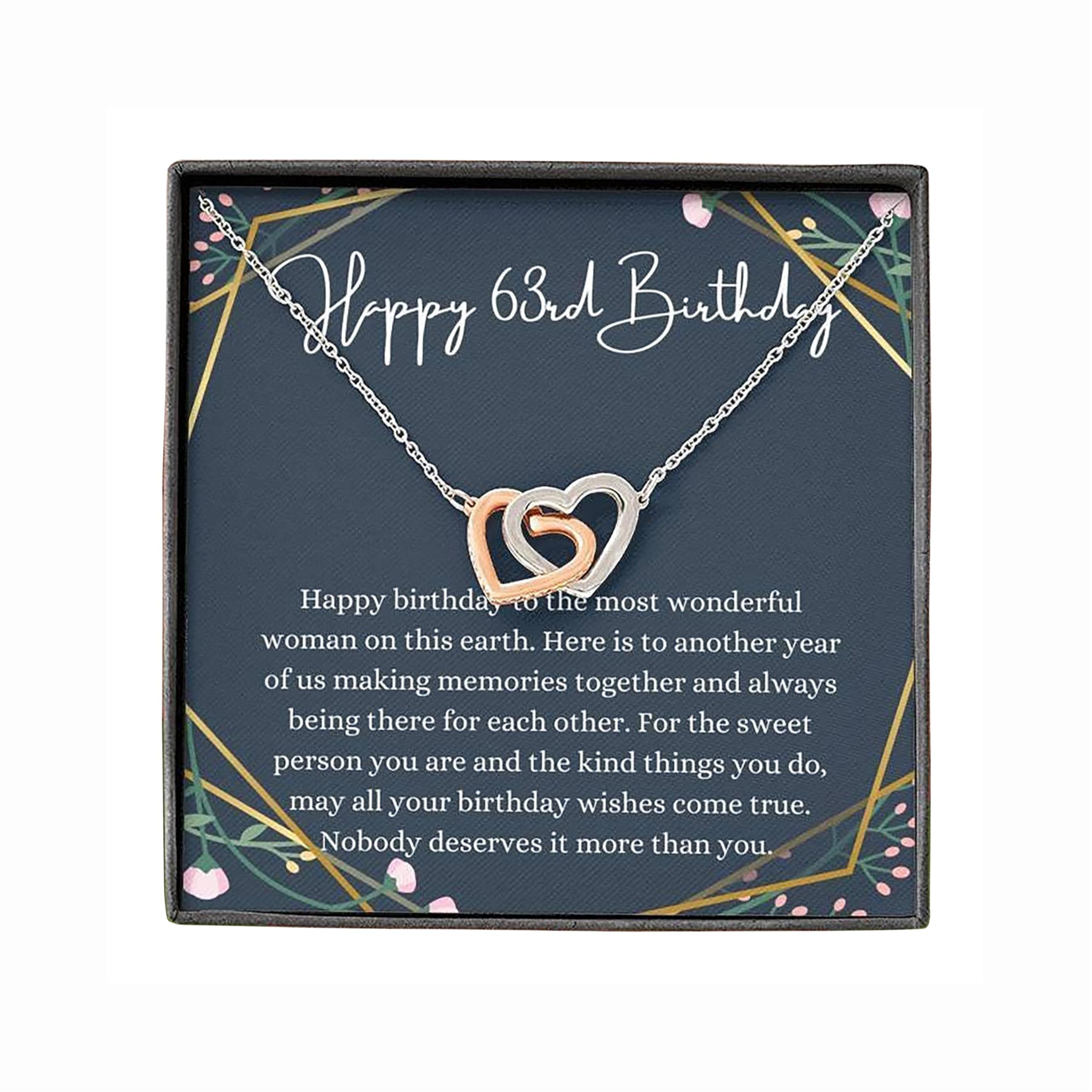 Personalized Handmade Interlocking Hearts Necklace with Message Card - Unique 63rd Birthday Gift for Women, 63 Year Old Birthday Jewelry - Perfect for Anniversaries, Mother's Day & Special Occasions