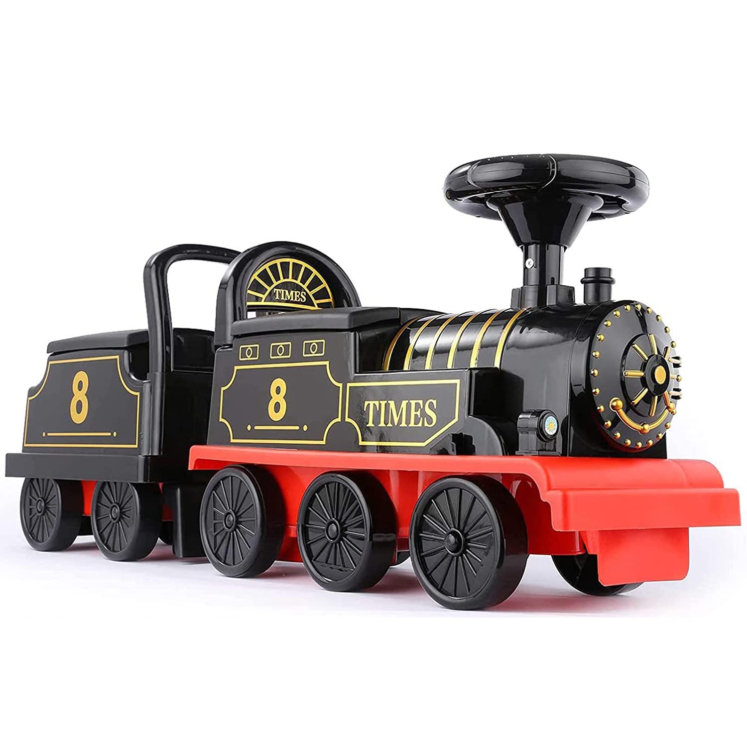 DoxiGlobal 2-in-1 Electric Ride-On Train Toy Set with Music & Trackless Cargo Car - Best Birthday Gift for Toddler Boys & Kids | Indoor & Outdoor Play, Pretend Play, Early Learning Development