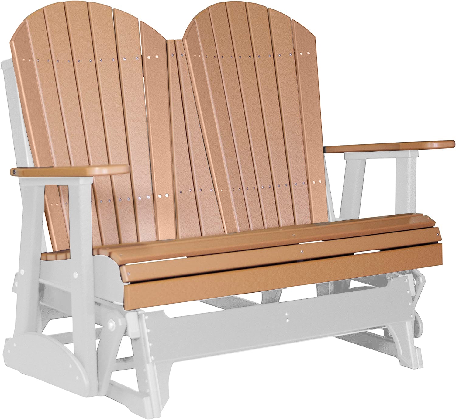 LuxCraft 4 ft. Cedar Recycled Plastic Adirondack Outdoor Glider Chair - Perfect for Patio, Garden, and Backyard Relaxation
