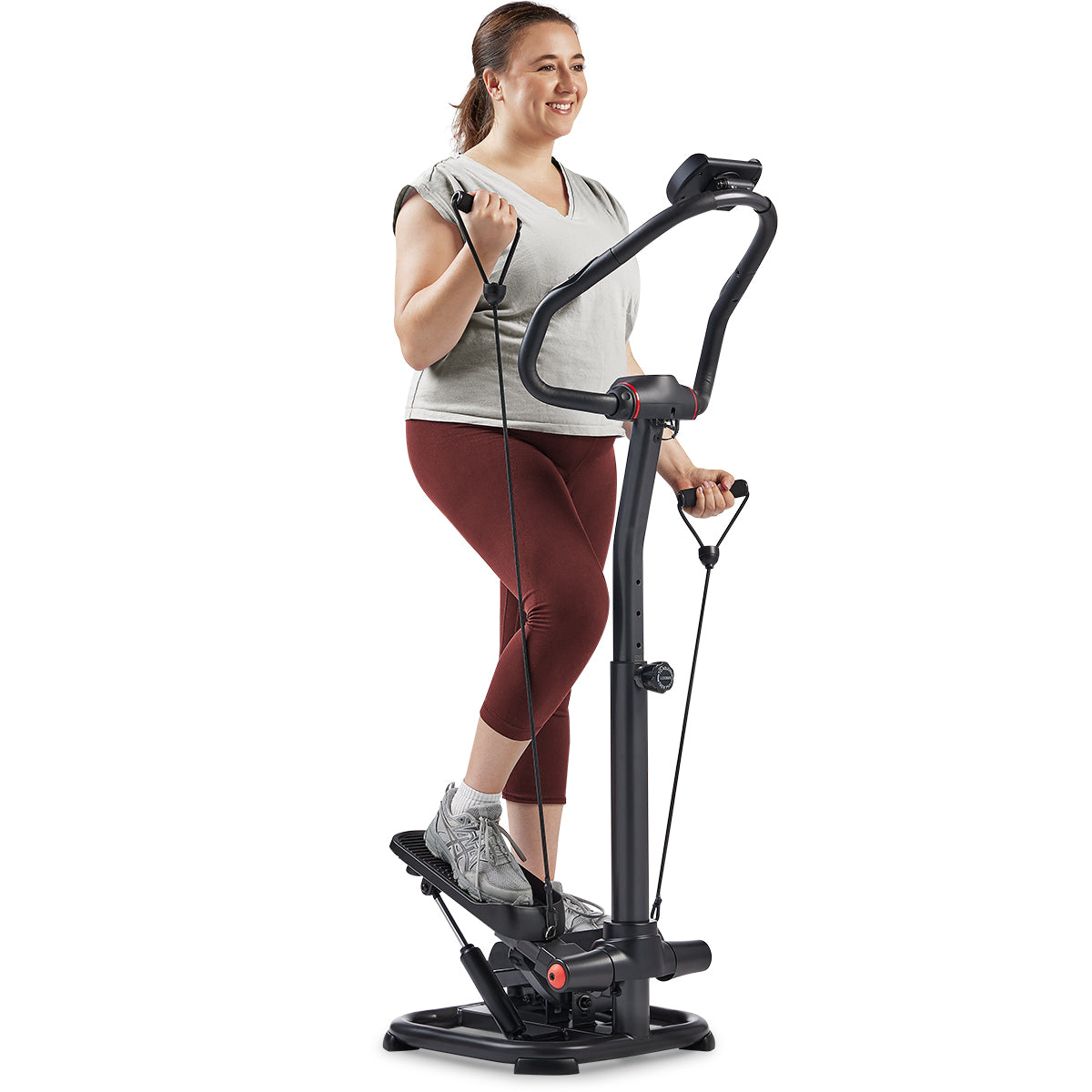 Smart Heavy Duty Power Stepper with Handlebar & Resistance Bands - Full Body Workout Equipment for Home Gym, Cardio & Strength Training