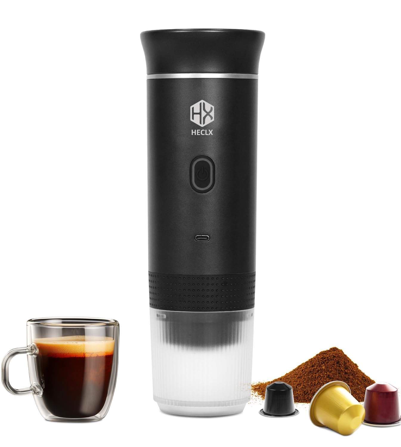 Portable Electric Espresso Machine - Travel Coffee Maker for Camping, Car, RV & Office - Self-Heating Coffee Brewer Compatible with Ground Coffee & Nespresso Capsules - Perfect for Outdoor Adventures, Road Trips & Home Use (African Totem Design)