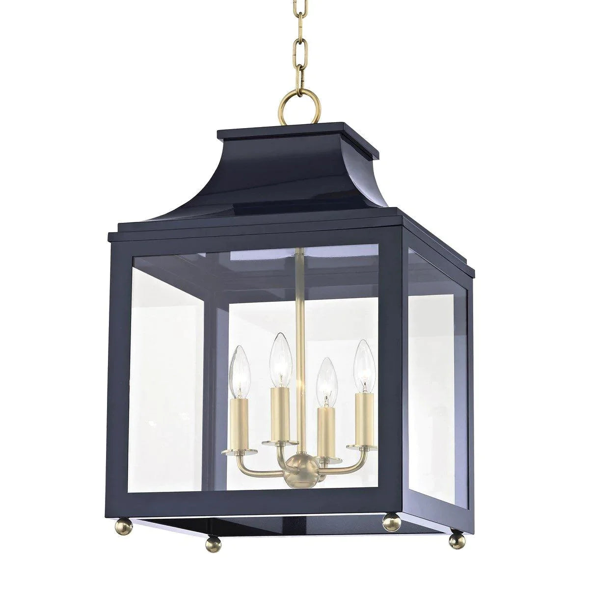 Vintage 4-Light Black Metal Lantern Pendant Light Fixture - Farmhouse & Industrial Style Ceiling Lighting for Kitchen, Dining Room, Entryway