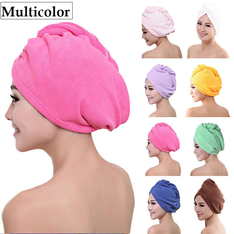 Shyam Enterprise Women's Microfiber Hair Towel Wrap - Quick Dry Hair Drying Cap for Wet Hair, Soft & Absorbent Bath Towel Hat (Pack of 2, Multicolor) - Perfect for Post-Shower, Swimming & Salon Styling