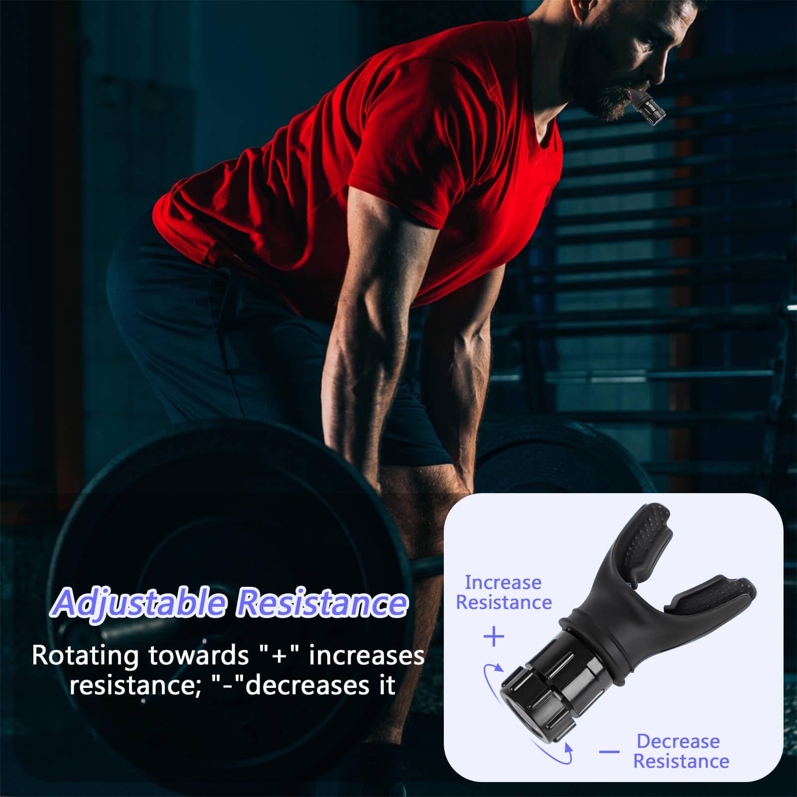 Portable Breathing Exercise Device - Adjustable Resistance Respiratory Trainer for Oral & Muscle Strengthening | The Breather - Easy to Clean (Black) | Ideal for Athletes, Singers & COPD Patients