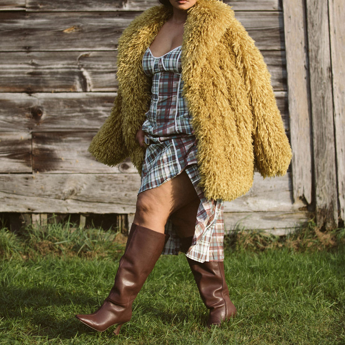 GYRA Wide Calf Boots for Women - Genuine Chocolate Brown Leather Mid-Calf Boots with Side Zipper | Perfect for Fall, Winter & Office Wear