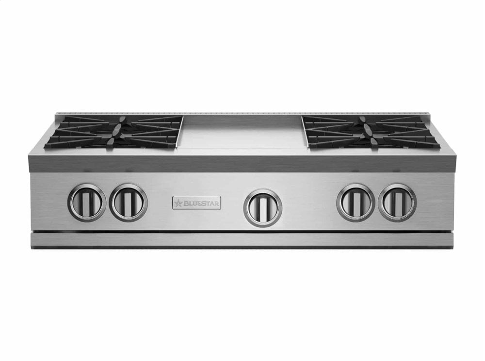 Bluestar RGTNB364GV2 36-Inch Professional Gas Rangetop with 12-Inch Griddle - Perfect for Home Kitchens & Commercial Cooking