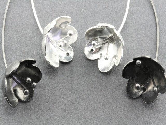 Blossom Drop Earrings - Sterling Silver & Oxidized Finish - Elegant Dangle Earrings for Women, Perfect for Weddings, Parties & Everyday Wear