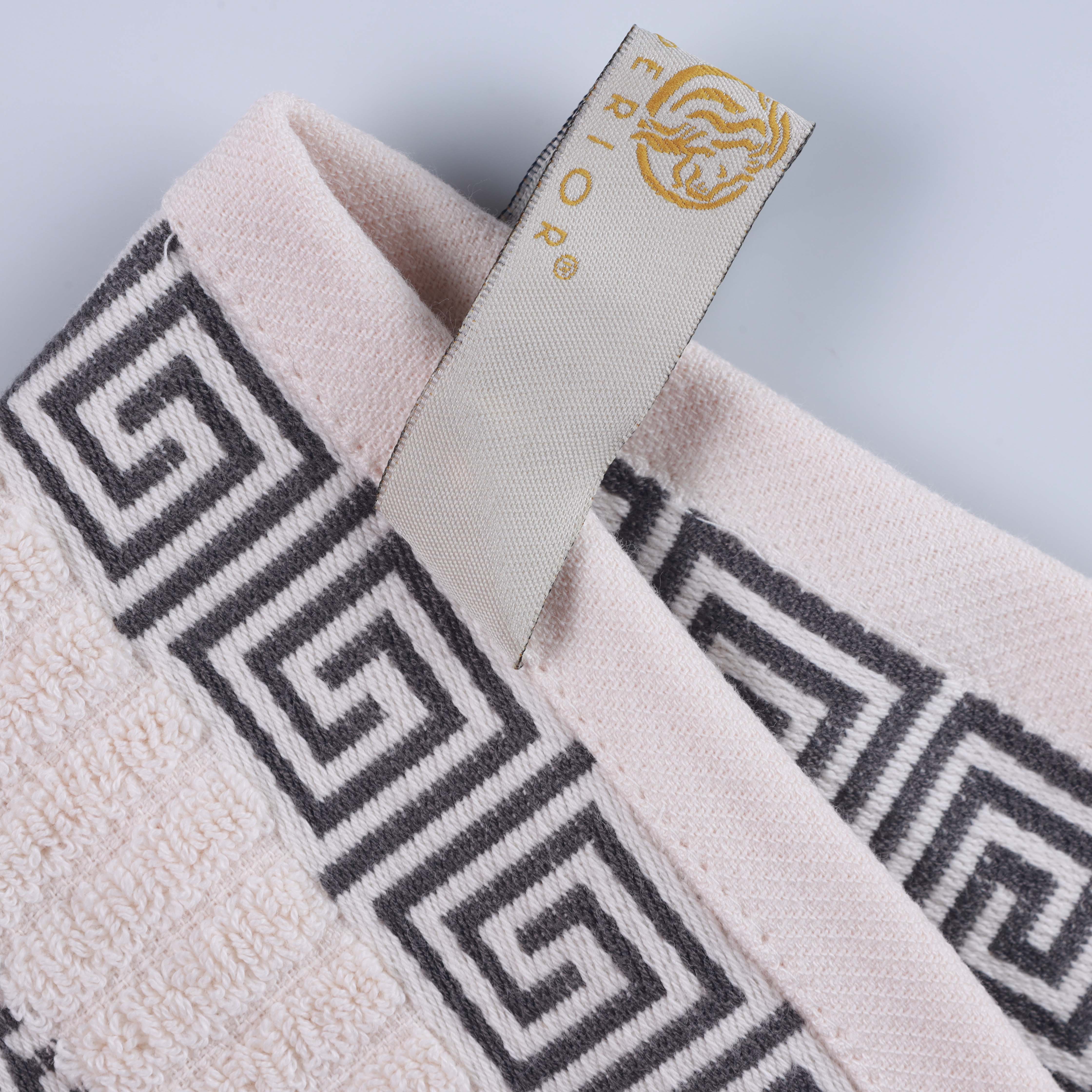 Premium Athens Cotton Greek Scroll & Floral 4-Piece Bath Towel Set - Soft & Absorbent for Spa, Bathroom & Guest Room Decor