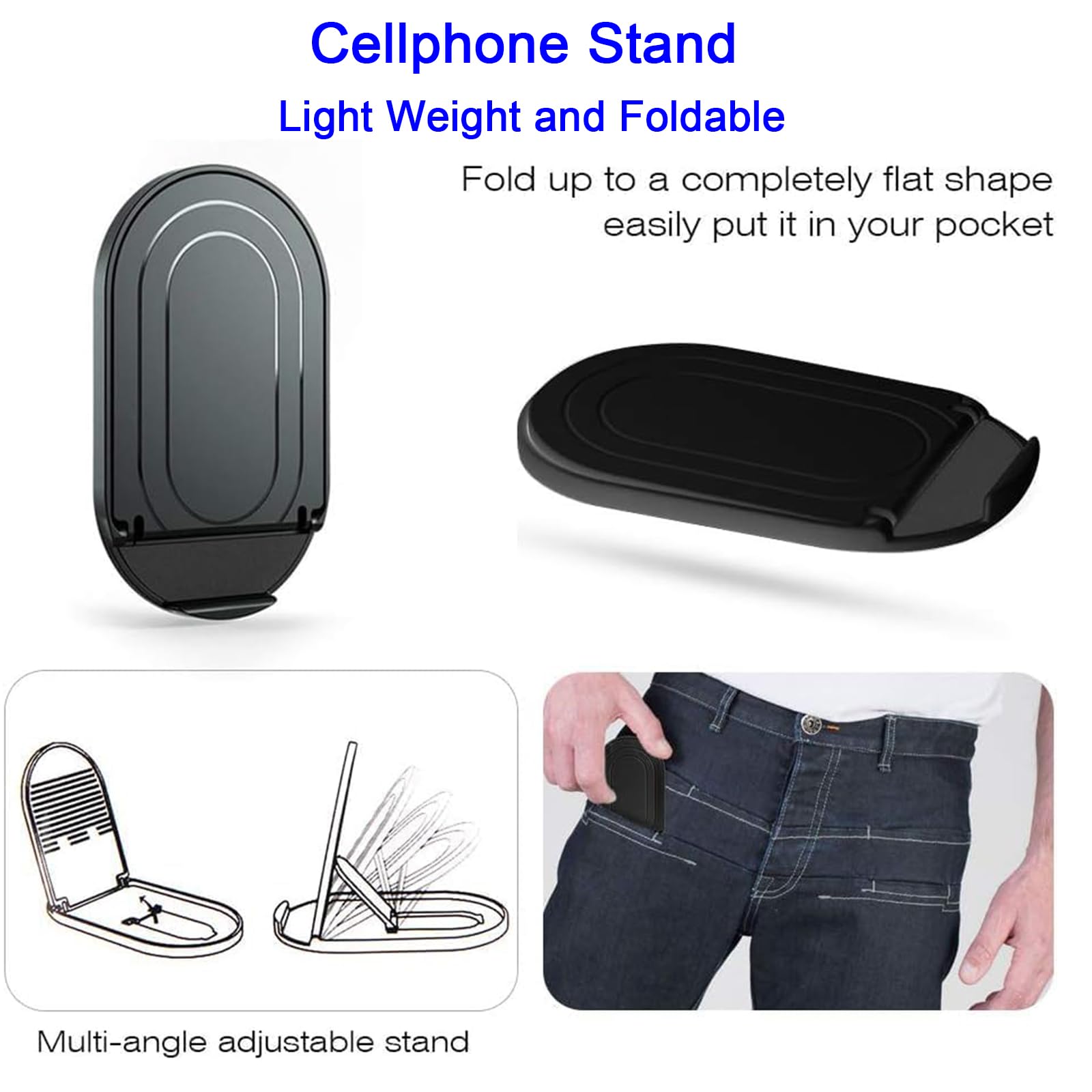 Bluetooth Remote Control for iPhone & Android - TikTok Scroller, Kindle Page Turner, Photo/Video Clicker with Phone Stand & Hand Strap (Black) - Perfect for Social Media, Reading & Presentations