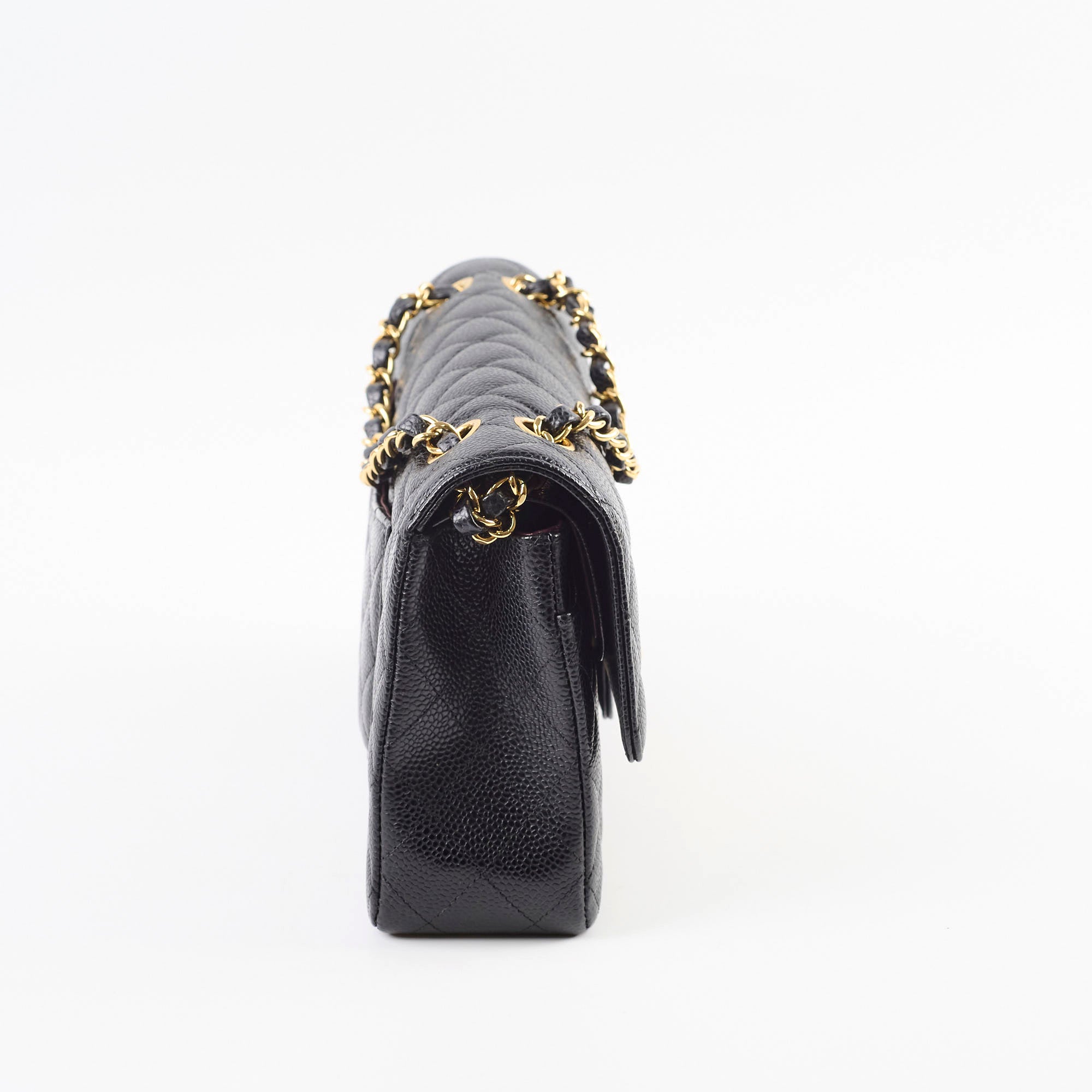 Chanel Medium/Large Caviar Double Classic Flap Black Handbag - Luxury Designer Shoulder Bag for Women | Perfect for Work, Evening Events & Special Occasions