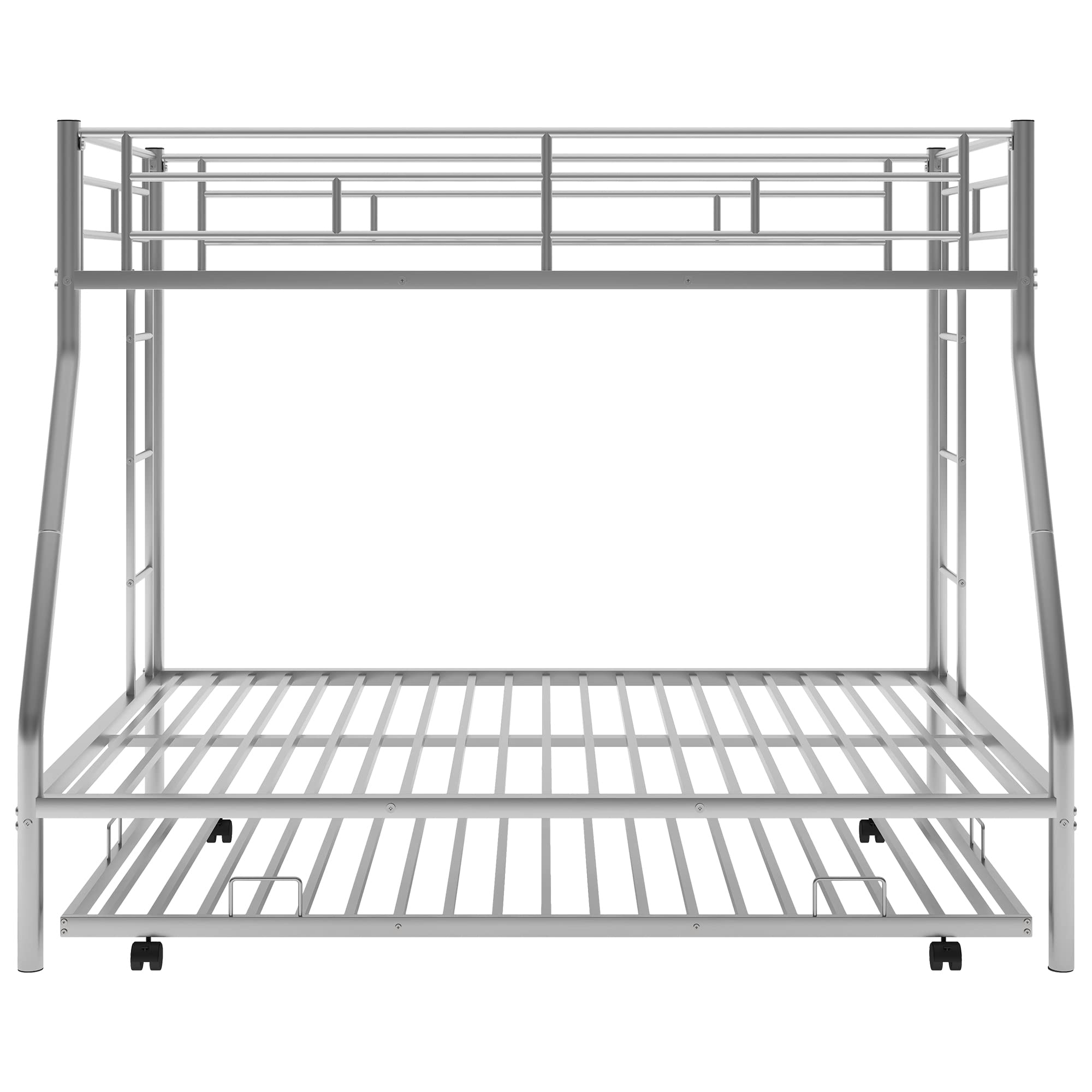 Twin Over Full Metal Bunk Bed with Trundle - Sturdy Space-Saving Bunk Bed for Kids, Teens & Adults - No Box Spring Required - Perfect for Small Bedrooms, Guest Rooms & Vacation Homes