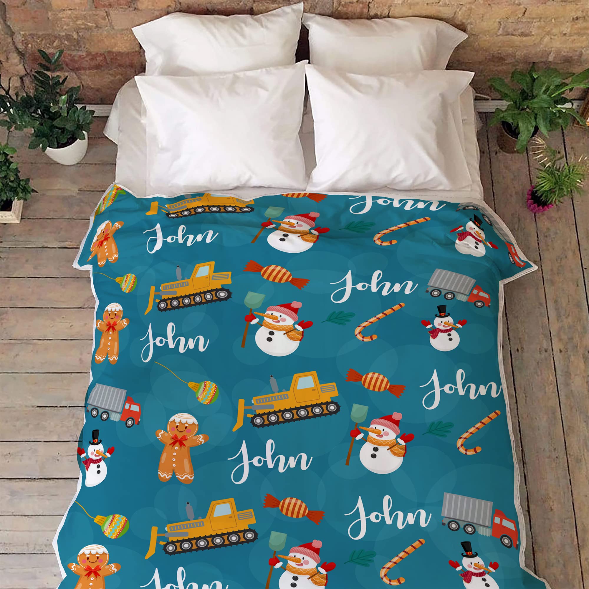 Personalized Baby Blanket with Name - Custom Fleece Blanket for Boys & Kids - Construction Truck Design - Christmas Gift for Babies & Toddlers - Cozy & Soft for Nursery, Bedtime & Playtime