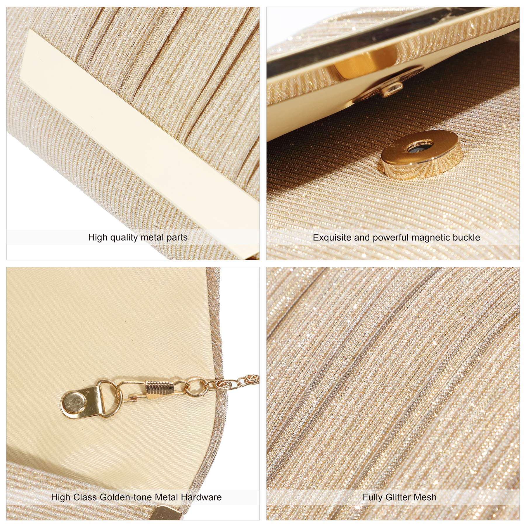Elegant Gold and Silver Evening Bags for Women - Shining Clutch Purse for Ladies, Girls Night Out, Party, Wedding & Work Events