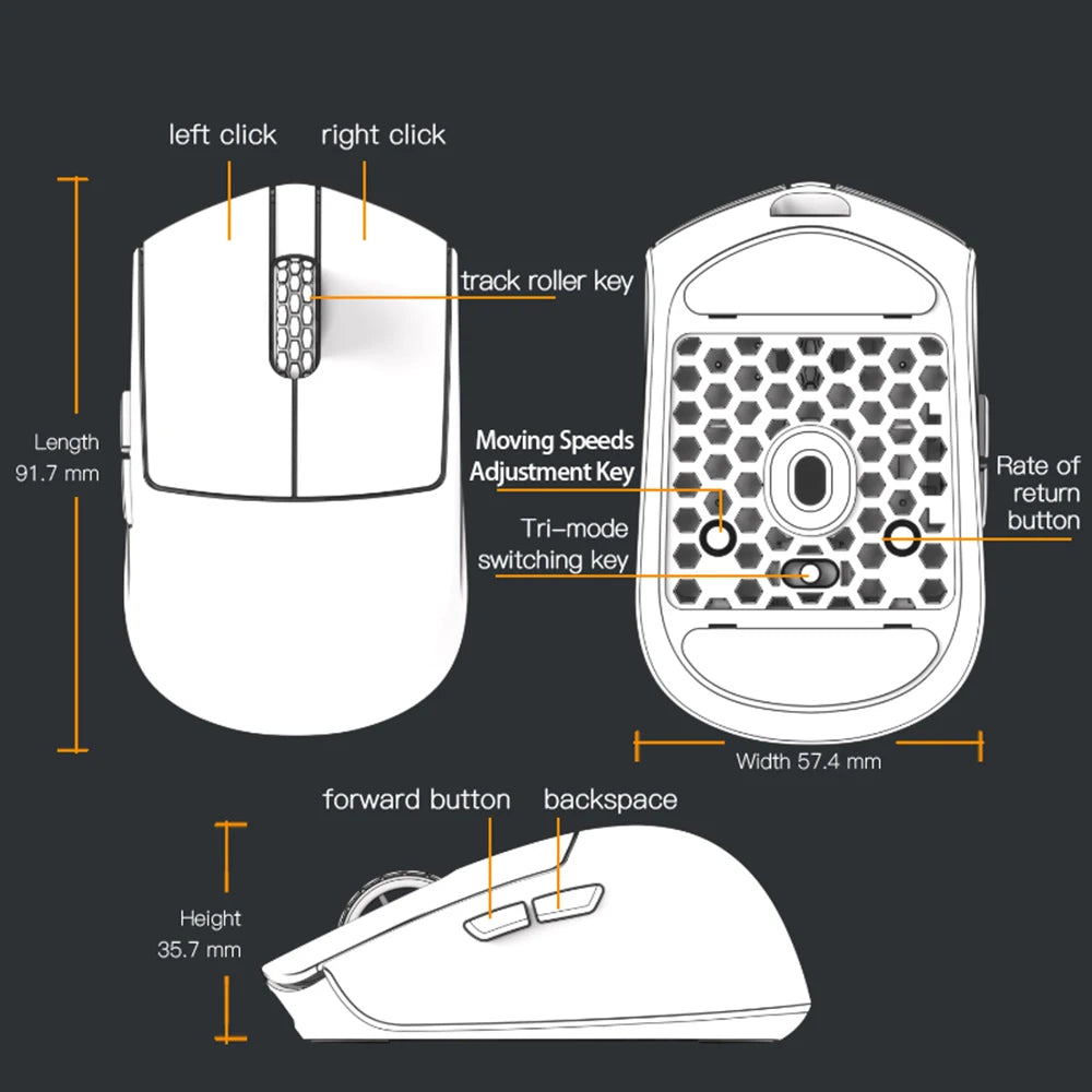 Darmoshark M5 8K Wireless Gaming Mouse - Ultra-Lightweight Ergonomic Design, 26000 DPI, 1000Hz Polling Rate - Perfect for FPS, MOBA, and Esports Gaming