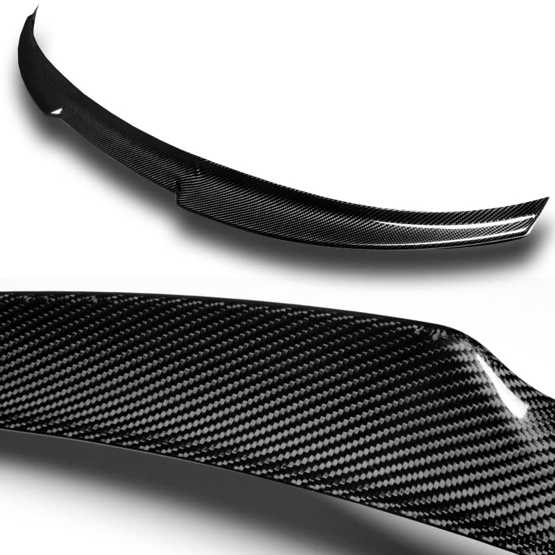 HYPERSPEED Real Carbon Fiber Trunk Spoiler Wing Lip Kit - V-Style Rear Lip Compatible with Honda Accord Sedan 2013-2017 | Car Mod Accessories & Automotive Replacement Parts | Enhance Style & Aerodynamics for Street Racing & Show Cars