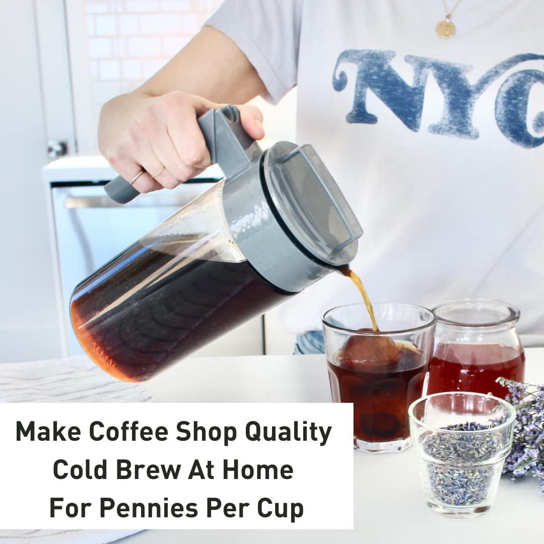 Takeya Patented Deluxe 1 Quart Cold Brew Coffee Maker with Airtight Lid - BPA-Free Iced Coffee Maker for Home & Office - Perfect for Smooth, Low-Acid Cold Brew Coffee Anytime