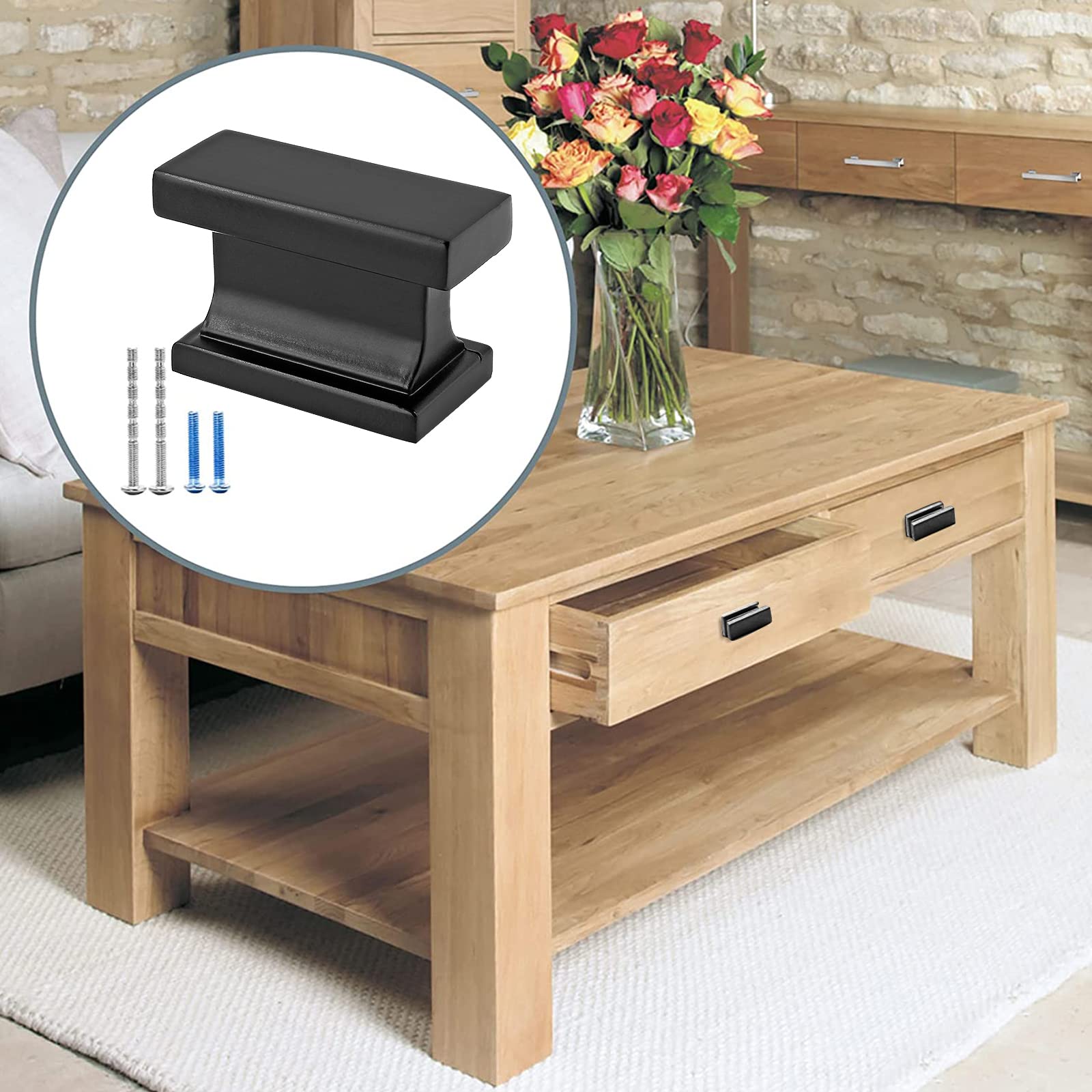 10 Pack Matte Black Cabinet Knobs - Rectangle Dresser Drawer Pulls for Kitchen, Bathroom & Furniture - Durable Hardware for Cabinets, Cupboards & Storage